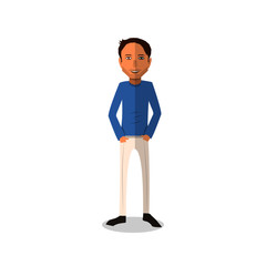 Fototapeta premium funny and cool cartoon guy in casual clothes, gesturing. Vector illustration