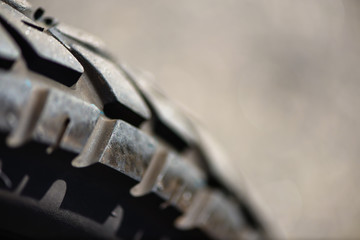 Close up of motocross motorcycle wheel