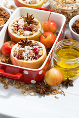 apples prepared for baking on white background, vertical