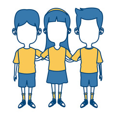 Cute kids friends cartoon icon vector illustration graphic design