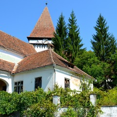 Fortified medieval saxon evangelic church in the village Somartin, Martinsberg, Märtelsberg,...