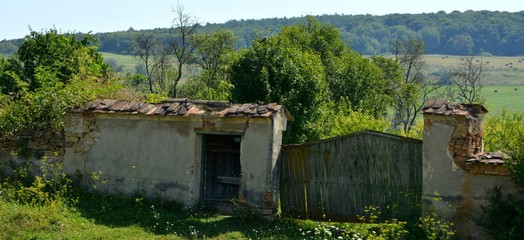 Typical rural landscape and peasant houses in  the village Somartin, Martinsberg, Märtelsberg,...