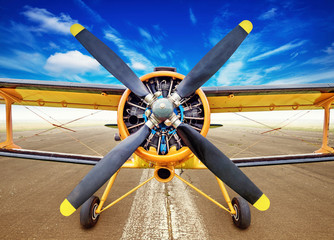 biplane on a runway