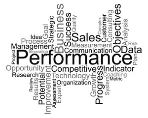 Performance word cloud, vector