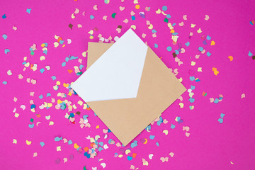 Blank card with colourful confetti