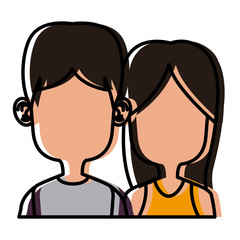 Cute kids friends cartoon icon vector illustration graphic design