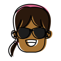 Girl with sunglasses icon vector illustration graphic design