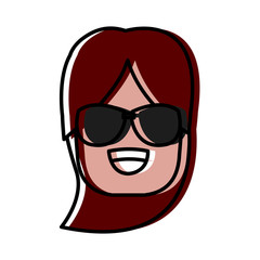 Girl with sunglasses icon vector illustration graphic design