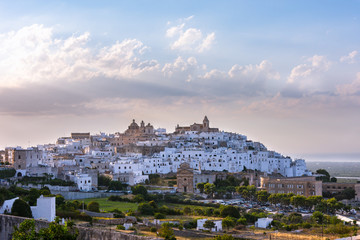 Panoramic view of the white and old city of Ostuni
