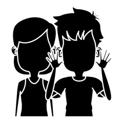 Cute kids friends cartoon icon vector illustration graphic design