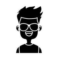 Boy with sunglasses cartoon icon vector illustration graphic design