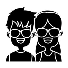Cute kids friends cartoon icon vector illustration graphic design