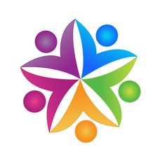People teamwork flower business, icon vector