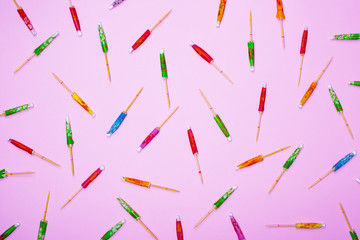 colorful wooden cocktail umbrellas
