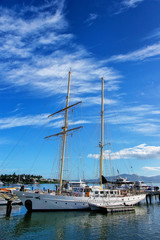 Boats anchored at Denarau port, Viti Levu, Fiji