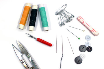 Fototapeta na wymiar Sewing Tools Group for use.