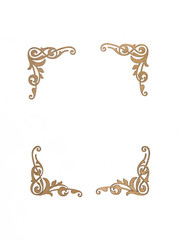 decorative ornate wooden frame, baroque style, white isolated background