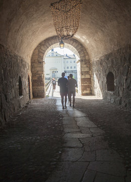 V&auml;sterport som finns i muren som en g&aring;ng gick runt Kvarnholmen Kalmar