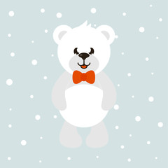 cartoon cute white bear with tie