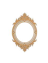 decorative ornate wooden frame, baroque style, white isolated background