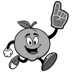 Peach Running with Foam Finger Illustration