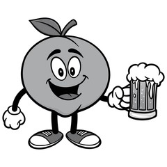 Peach with Beer Illustration