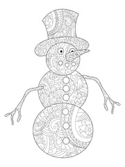 Snowman coloring book for adults vector