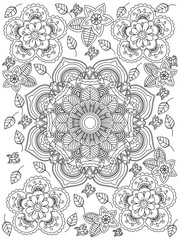 Mandala flower coloring raster for adults