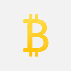 Bitcoin cryptographic symbol is an isolated icon made in a flat style. Blockchain transaction, currency of the future. Icon coin , internet money.