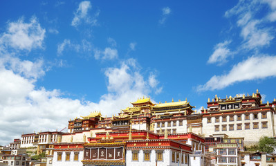 Fototapeta na wymiar Songzanlin Monastery, also known as Sungtseling, Ganden Sumtsenling or Little Potala Palace, Yunnan, China.