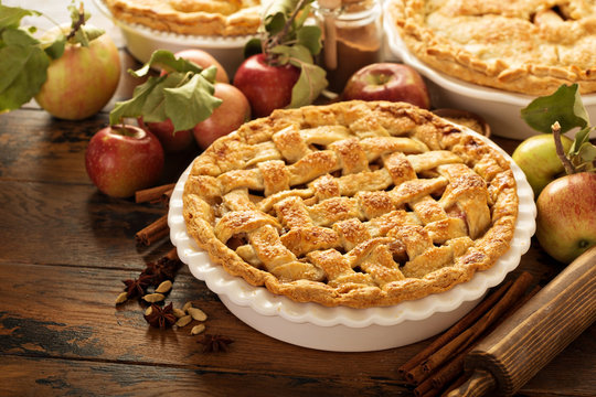 Apple pie decorated with lattice