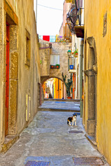 the old town of Lipari Eolie Sicily Italy