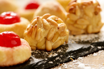 panellets, typical confection of Catalonia, Spain