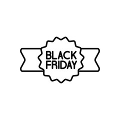 flat black friday sticker ribbon on white