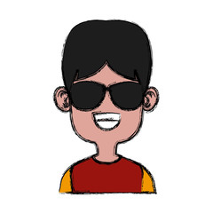 Boy with sunglasses cartoon icon vector illustration graphic design