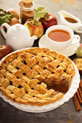 Apple pie decorated with lattice