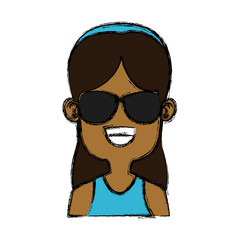 Girl with sunglasses icon vector illustration graphic design