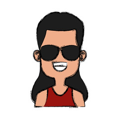 Girl with sunglasses icon vector illustration graphic design