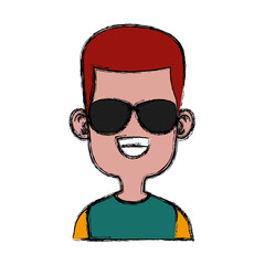 Obraz na płótnie Canvas Boy with sunglasses cartoon icon vector illustration graphic design