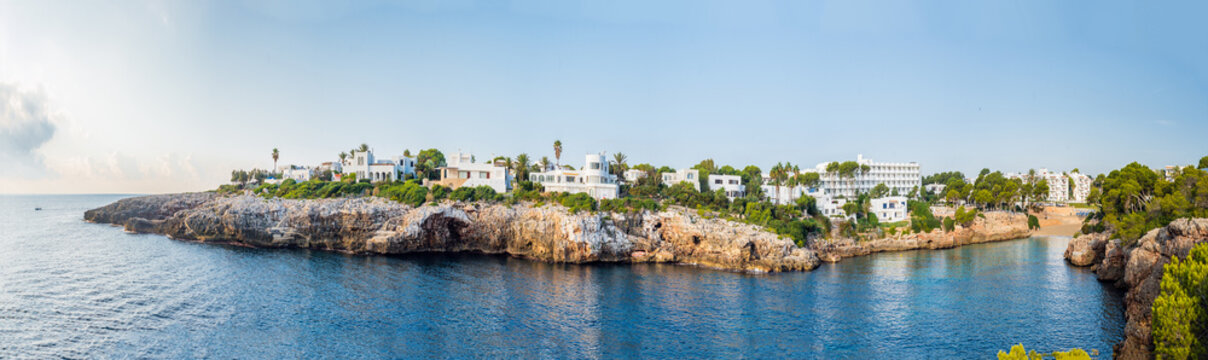 Beautiful wide coastline landscape with white houses