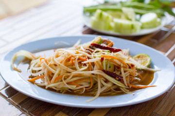Papaya salad Thai cuisine spicy delicious : 