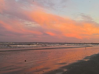 Orange sunset at seaside