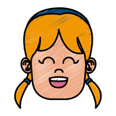 Cute girl face icon vector illustration graphic design