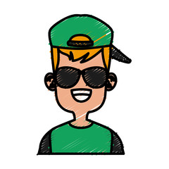 Boy with sunglasses cartoon icon vector illustration graphic design