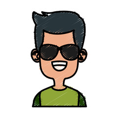 Boy with sunglasses cartoon icon vector illustration graphic design