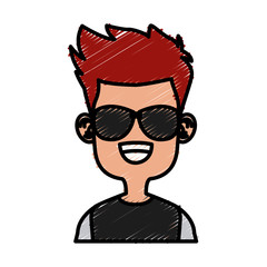 Boy with sunglasses cartoon icon vector illustration graphic design