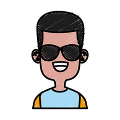 Boy with sunglasses cartoon icon vector illustration graphic design