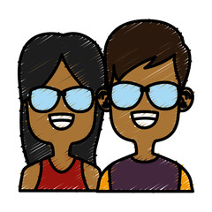 Cute kids friends cartoon icon vector illustration graphic design