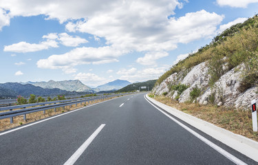 High-speed country road among the mountains.