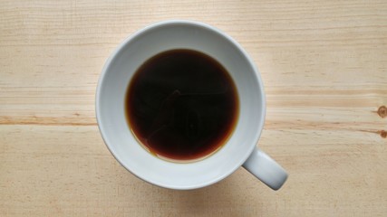 espresso coffee cup on wooden table